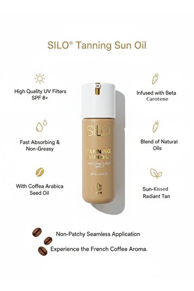 silo Sunscreen SPF50+ Lightweight Fluid 50 ml + Coffee Tanning Oil SPF8 100ml Bundle Offer