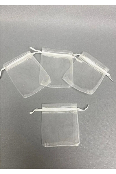 Genel Markalar 100’lü Kırık Beyaz Tül Kese Organze Pullu Çerez Kesesi 12x14 C...