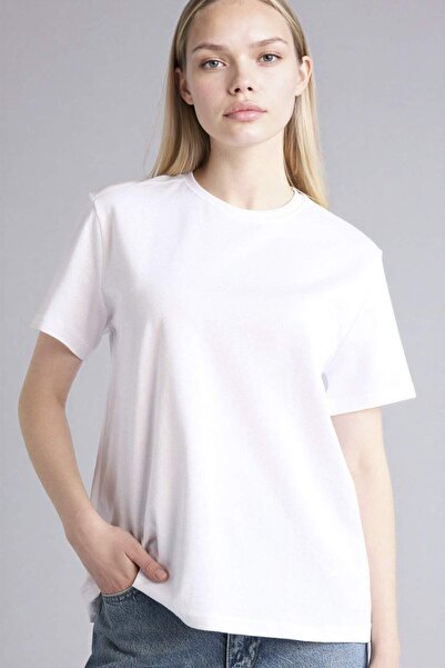 DeFacto Regular Fit Crew Neck Casual Premium Basic Plain Short Sleeve Bela ma...