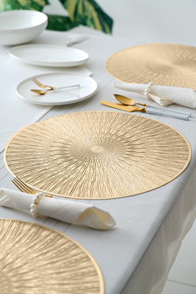 Digithome Set of 6 Placemat I Supla Round Gold 38 cm – Acr-288/20
