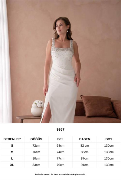 Neşeli Butik Women Stone Detailed Strap Long Evening Dress Nbs9367
