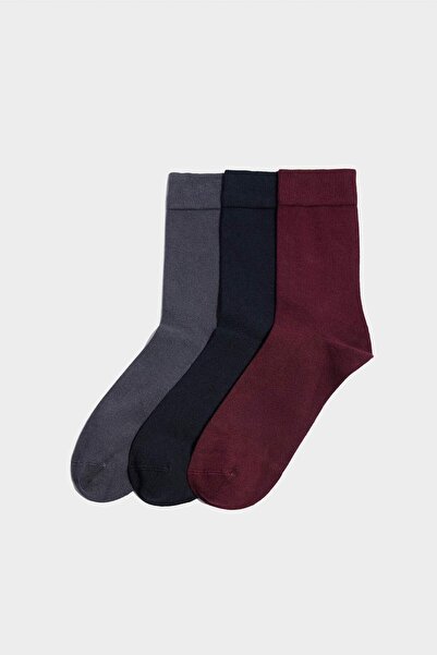 DeFacto Nahtlose 3-teilige lange Herrensocken aus Bambus H1028AXNS