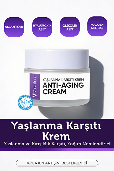 Velvatura Yaşlanma Karşıtı Krem Kırışıklık Önlemeye Yardımcı Besleyici Onarıc...