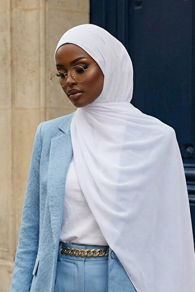 Aisha's Design Şal practic din șifon, confortabil de folosit, alb, PS-53