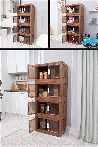 Piev Özgen İstiflenebilir Çok Amaçlı Tekerlekli Kapaklı 4 Lü Mutfak Banyo Ev ...