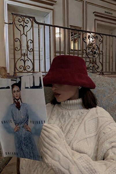 keisy Premium βελούδινο γυναικείο καπέλο (μπορντό)