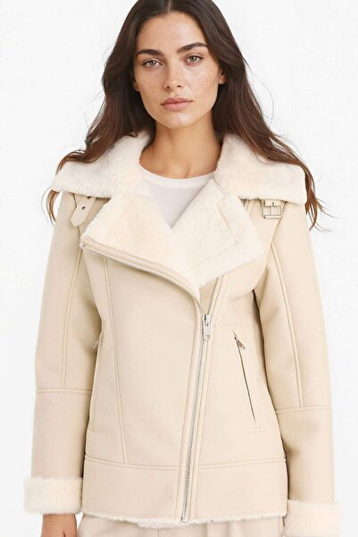 DeFacto Voděodolný oversized kabát s umělou kožešinovou podšívkou a zipem F18...