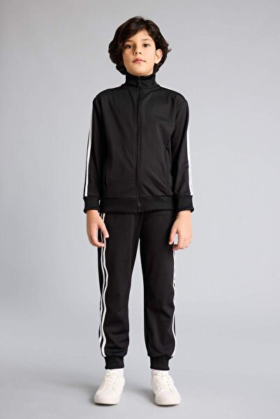 DeFacto School Boys 2 Piece Set Zippered Sweatshirt Top Elastic Waist Jogger ...