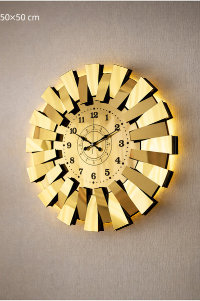 Pey Aksesuar Işıklı (LED) 3 Boyutlu Piyano Lüxs Model Aynalı Duvar Saati  (Pl...