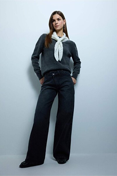 DeFacto 100% Cotton Wide Leg Jean Trousers G9877Ax26Sp