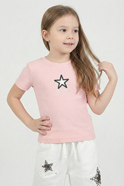 Dmb Devojčin bodi sa zvezdastim šljokicama Vezena Rebrasta pletenina