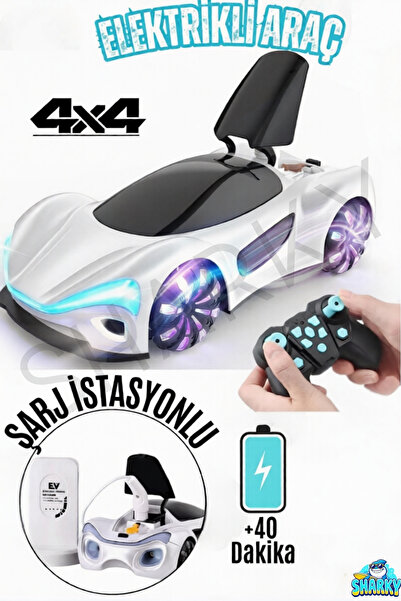 SHARKY Oyuncak Uzaktan Kumandalı Şarj İstasyonlu LED Işıklı Sesli Müzikli Şar...