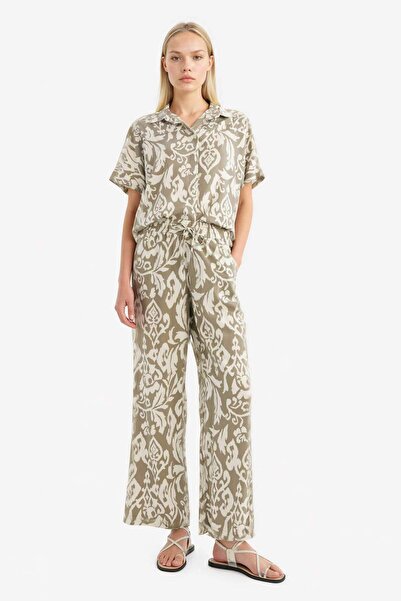 DeFacto Παντελόνι βισκόζης με ψηλόμεσο φαρδύ πόδι με σχέδιο N4915AZ25HS