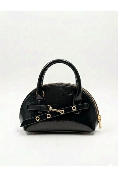 Zealous حقيبة يد وكتف صغيرة بيضاوية الشكل بسحاب أسود