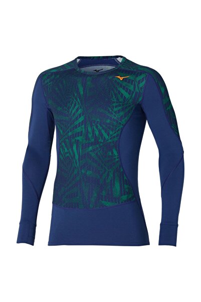 MIZUNO Bluza termica barbati Virtual G4 Crew FW 2024-Albastru/Verde-S