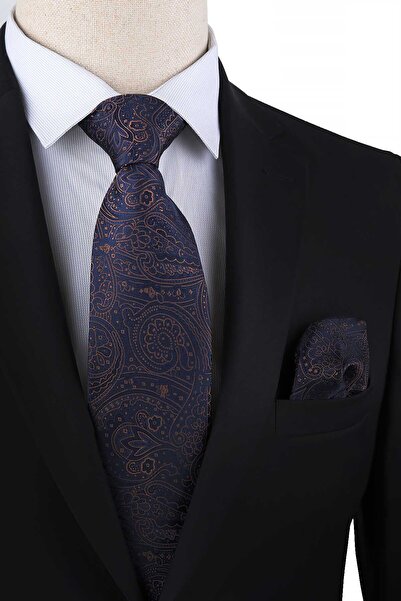 Kravatkolik ربطة عنق كلاسيكية بنمط شال باللون الأزرق الداكن KK13118