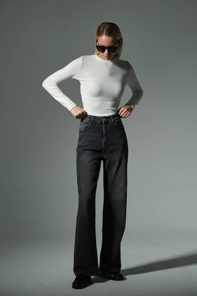 Maule Visoka struka, rastezljiva traper tkanina, široke palazzo džinsa za žen...