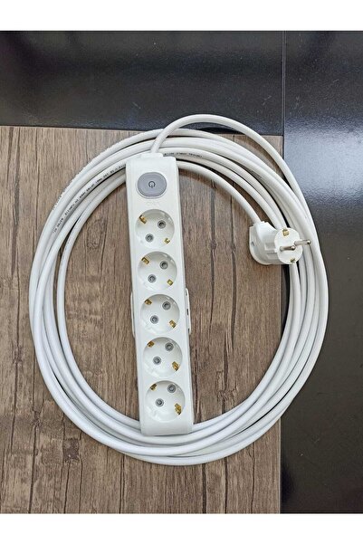VİKO Ekonomik 5'li Anahtarlı Grup Priz Topraklı Çocuk Korumalı 9 Metre Kablo