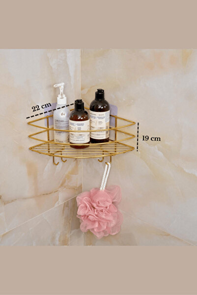 Edora Home منظم رف زاوية ذهبي فاخر - حامل شامبو للحمام من المعدن المقاوم للصد...