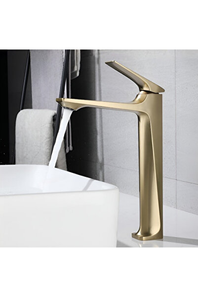 BiXXBi Baterie pentru Lavoar, Montaj pe Blat, Gold Mat, Cartus Ceramic, Acces...