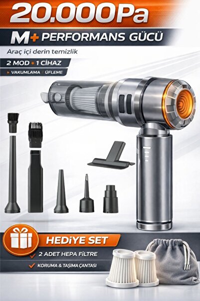 Zineets 20.000Pa Süper Güçlü Portatif Kablosuz Vakumlu Ve Üflemeli Araç Süpür...