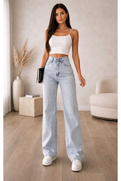 Ramrod Sour Μπλε Πάγου Power Lycra Σούπερ Ψηλόμεσο Φαρδύ Τζιν Palazzo Παντελόνι