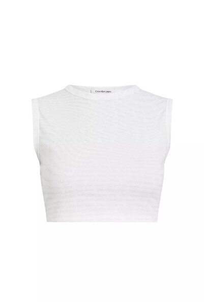 Calvin Klein Jeans Yuvarlak Yaka Desenli Beyaz Kadın Büstiyer J20J2231630K9