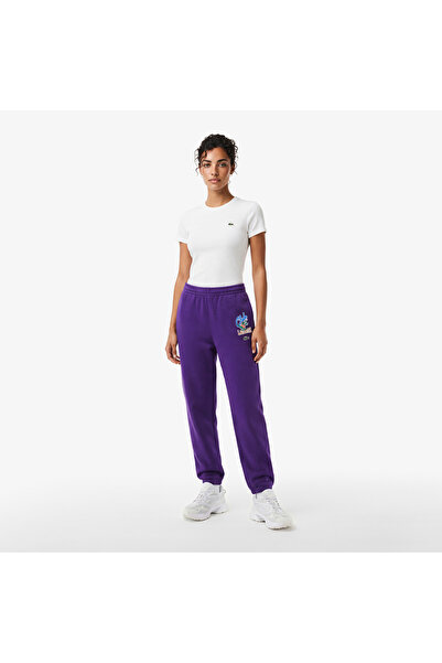 Lacoste Unisex Baskılı Mor Eşofman Altı