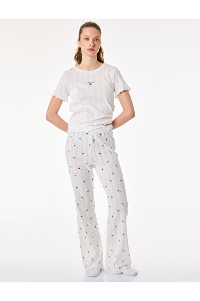 Koton Pamuk kom Sa deznom kratkih rukava Teksturirano pidžama set