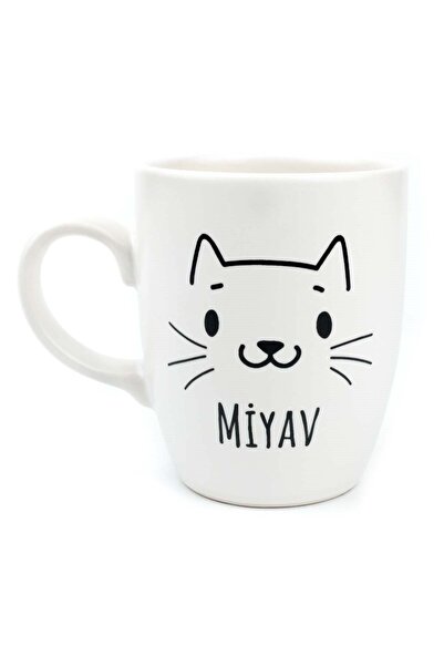 Meow Cream Oval Mug - Gift Ceramic Mug