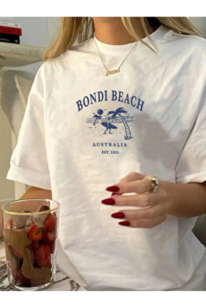 gencerco تي شيرت بوندي بيتش مطبوع بريميوم كبير الحجم