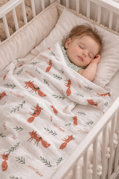 Minisse بطانية ماي بيبي كومسال 80×90 سم قطعة واحدة من القطن الممشط قطعة واحدة...