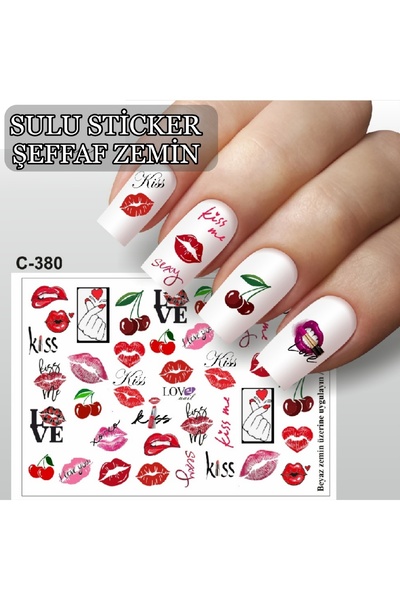 ECLAT TIRNAK STİCKERİ KALP, DUDAK, ÖPÜCÜK, MEYVE, DENİZ, YAZ (SULU TATTOO ÇIK...