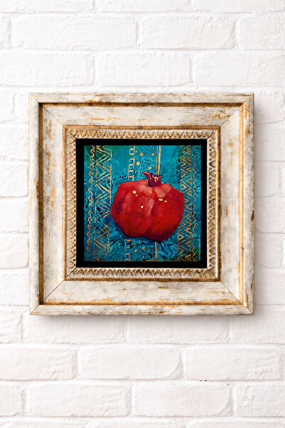 LudenHome Çerçeveli Taş Duvar Dekoru 20 X 20 cm Nar Tasarım