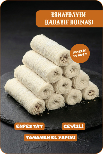 Erzurum İpekgurme Erzurum Çiğ Sarılmış Kadayıf Dolması 50 Adet Cevizli