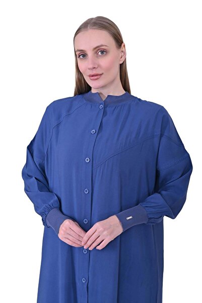 Invee Düğmeli Basic Kadın Kap Indigo