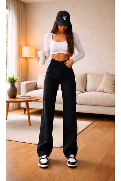 Ramrod Milano Extra High A.c.a.i.p S.o.l.m.a.z Μαύρο φαρδύ τζιν παντελόνι Pal...