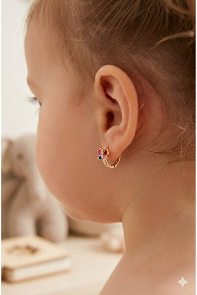 iky aksesuar Kelebek Çocuk Çelik Küpe