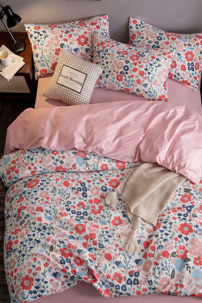 İQON Elastična list Duvet Cover Set Dupla Petunija Losos