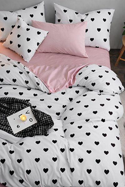 İQON Čaršav sa lastišem kom Set posteljine Jednokrevetno Srca Sićušna Crna