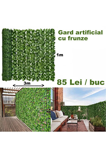 Decorathings Gard artificial verde cu frunze, 300x100cm