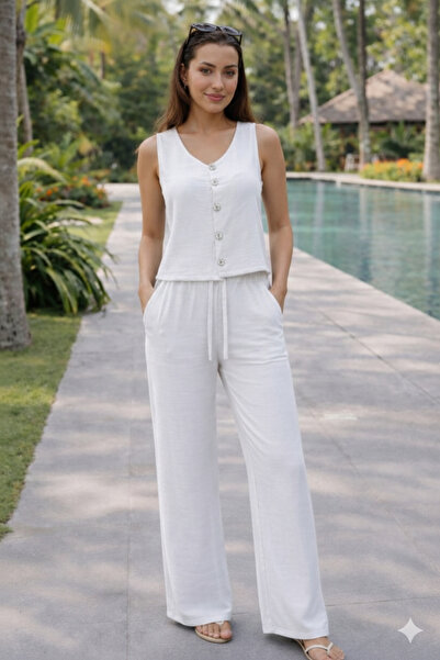 Maison La Femme بدلة بنطلون نسائية بأزرار