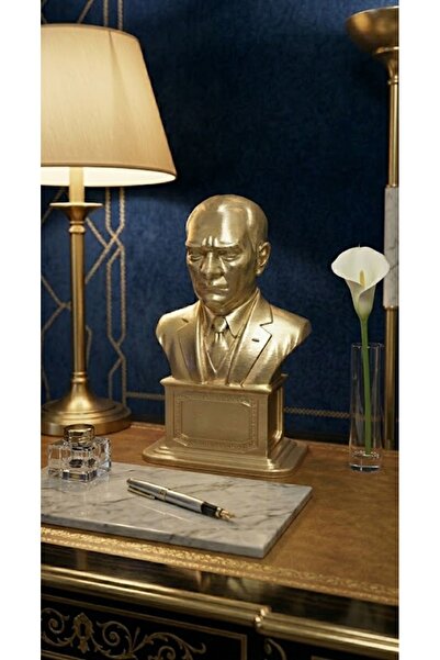 Hediyehanem Mustafa Kemal Atatürk Kaideli Büst Biblo - Altın Sarısı Dekoratif...