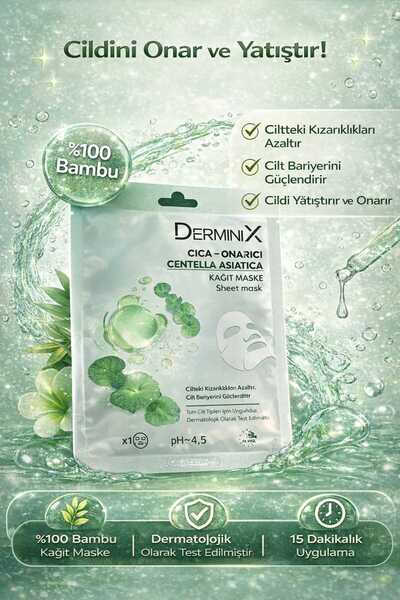 Derminix Cica Onarıcı Kağıt Maske 1 Adet – Centella Asiatica, Yatıştırıcı Bakım