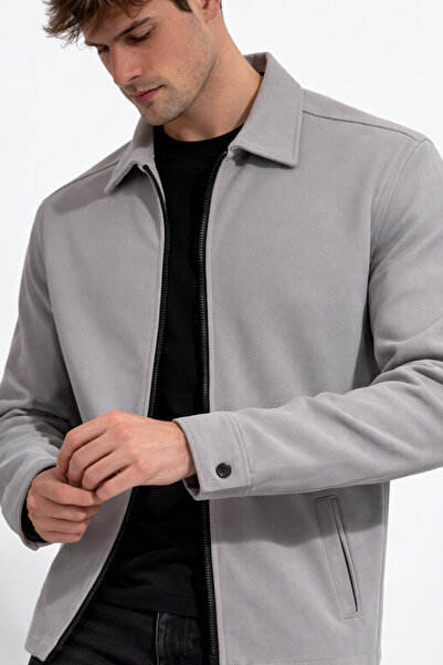 COCOCAN8 ERKEK FERMUARLI ÖRME CEKET UZUN KOL YUMUŞAK DOKULU BEJ RENK