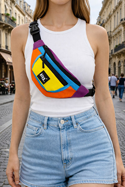 Nts Alya trend Unisex Renkli iki Bölmeli Bel Ve Omuz Çantası Su Geçirmez Spor...