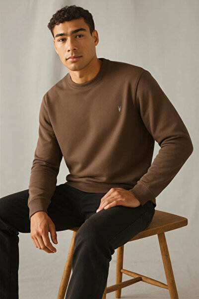 COMBİNE MİCHAİL Pulover de iarnă pentru bărbați, gros, de bază, maro, casual