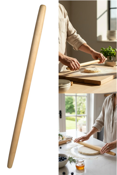 Öz ahsap El Yapımı Bade Hamur Açma İnce Merdane Ihlamur Ağacı