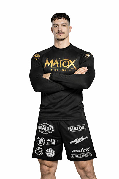 Matox Apex Predator Elite Siyah Gold MMA & BJJ Rashguard Profesyonel Antrenma...