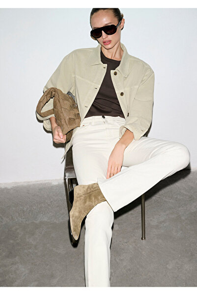 Mavi Cep Detaylı Yeşil Gömlek Oversize / Geniş Kesim 1211424-70153